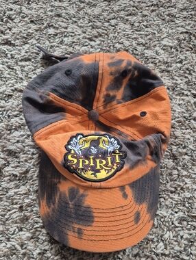 Spirit Halloween Orange and Black Tie-Dye Cap with Logo Patch